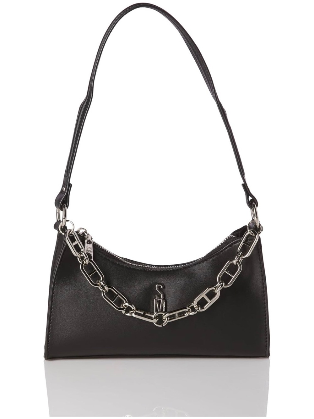 Steve Madden Black Shoulder Purse with Silver Chain NWT